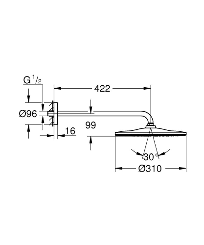 Grohe Rainshower Mono 310 Tepe Duşu Set 422 Mm, 1 Akışlı- 26558000 - Thumbnail