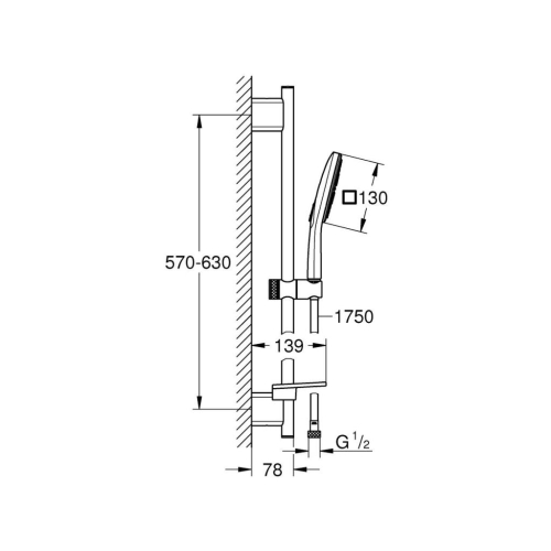 Grohe Rainshower Smartactive 130 Cube Sürgülü Duş Seti 3 Akışlı Beyaz - 26584LS0 - Thumbnail