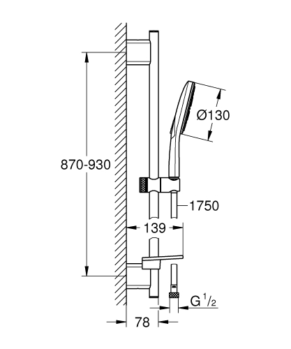 Grohe Rainshower Smartactive 130 Sürgülü Duş Seti 3 Akışlı - 26548000 - Thumbnail