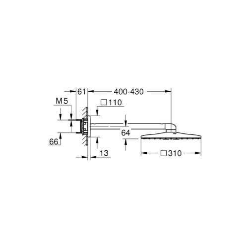 Grohe Rainshower Smartactive 310 Cube Tepe Duşu Seti 430 Mm, 2 Akışlı Brushed Hard Graphite - 26479AL0 - Thumbnail