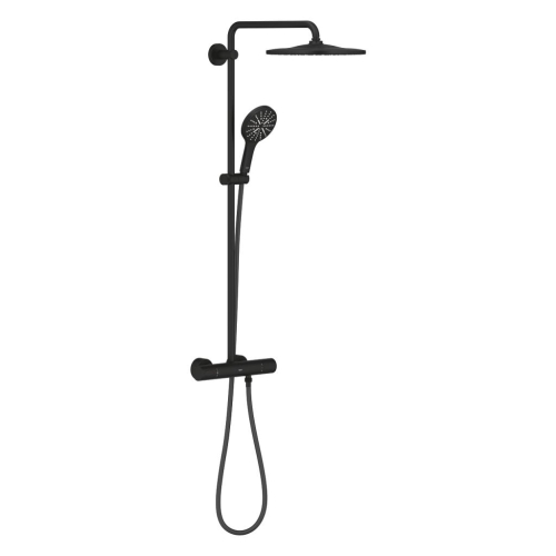 Grohe Rainshower Smartactive 310 Duvara Monte Termostatik Bataryalı Duş Sistemi Mat Siyah - 22119KF0 - Thumbnail