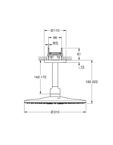 Grohe Rainshower Smartactive 310 Tepe Duşu Seti 142 Mm, 2 Akışlı-26477000 - Thumbnail