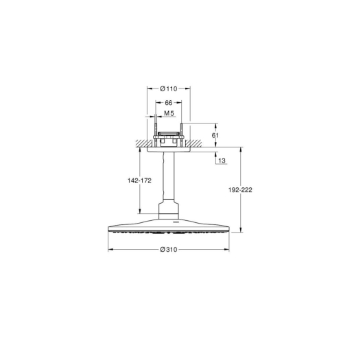 Grohe Rainshower Smartactive 310 Tepe Duşu Seti 142 Mm, 2 Akışlı Brushed Hard Graphite - 26477AL0 - Thumbnail