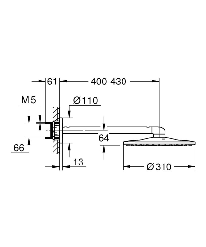 Grohe Rainshower Smartactive 310 Tepe Duşu Seti 430 Mm, 2 Akışlı-26475000 - Thumbnail