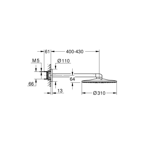 Grohe Rainshower Smartactive 310 Tepe Duşu Seti 430 Mm, 2 Akışlı Brushed Cool Sunrise - 26475GN0 - Thumbnail