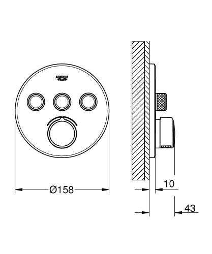 Grohe Smartcontrol 3 Valfli Akış Kontrollü Ankastre Duş Bataryası 29146000 - Thumbnail