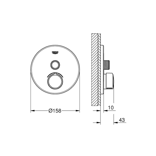 Grohe Smartcontrol Tek Valfli Akış Kontrollü Ankastre Duş Bataryası - 29144000 - Thumbnail