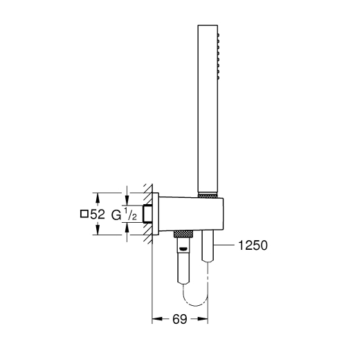 Grohe Su Çıkış Dirsekli El Duş Seti Euphoria Cube Krom - 26405000 - Thumbnail