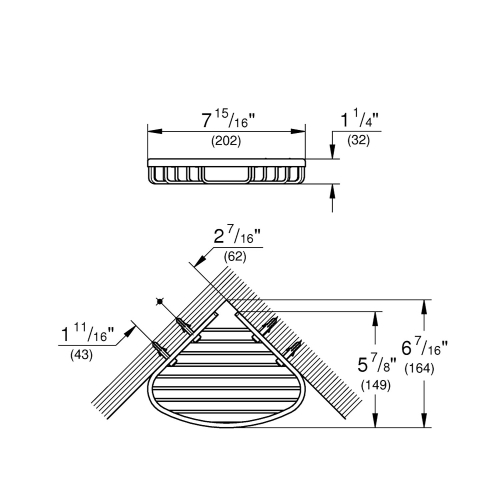 Grohe Tel Sabunluk Köşe 164x202x32 mm BauCosmo. Krom - 40664001 - Thumbnail