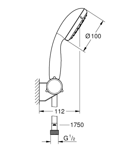 Grohe Tempesta 100 El Duşu Seti 2 Akışlı 2760110E - Thumbnail