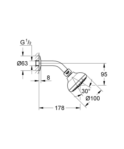 Grohe Tempesta 100 Tepe Duşu Seti 3 Akışlı Krom - 26088000 - Thumbnail