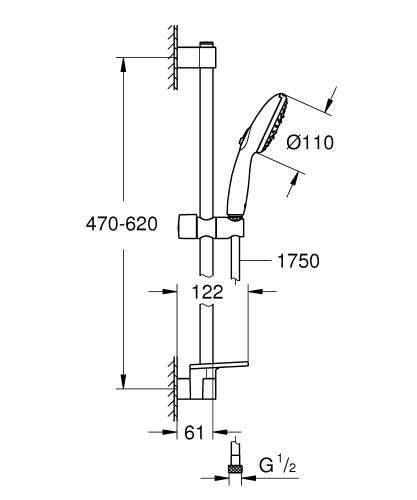 Grohe Tempesta 110 Duş Seti 3 Akışlı Rain,Jet,Massage - 27600003 - Thumbnail