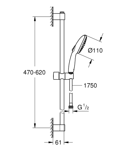 Grohe Tempesta 110 Duşu Seti 2 Akışlı Mat Siyah - 261622433 - Thumbnail