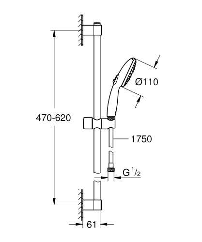 Grohe Tempesta 110 Duşu Seti 3 Akışlı Rain,Jet,Massage - 27644003 - Thumbnail