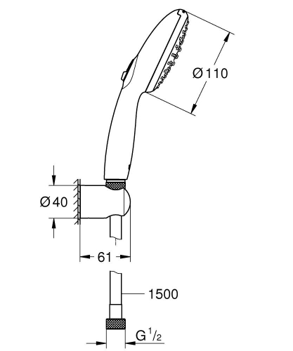 Grohe Tempesta 110 El Duşu Seti 2 Akışlı Rain,Jet - 26919003 - Thumbnail