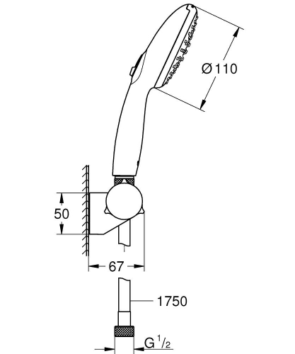 Grohe Tempesta 110 El Duşu Seti 2 Akışlı Rain,Jet - 27601003 - Thumbnail