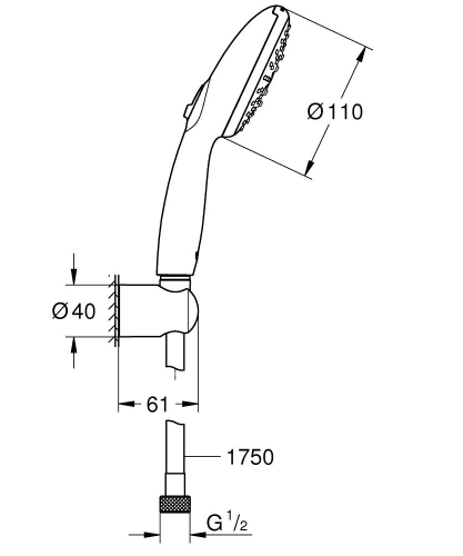 Grohe Tempesta 110 El Duşu Seti 3 Akışlı Rain,Jet,Massage - 26639003 - Thumbnail