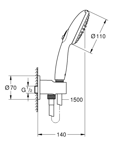 Grohe Tempesta 110 Su Çıkış Dirsekli El Duşu Seti 2 Akışlı Rain,Jet - 26406003 - Thumbnail