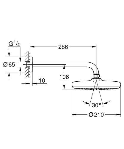 Grohe Tempesta 210 Tepe Duşu Seti 286 mm Mat Siyah - 1022182430 - Thumbnail