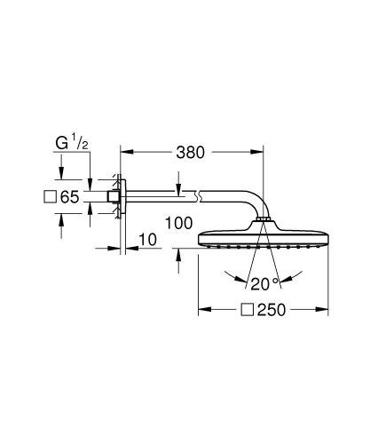 Grohe Tempesta 250 Cube Tepe Duşu Seti 380 Mm - 26687000 - Thumbnail