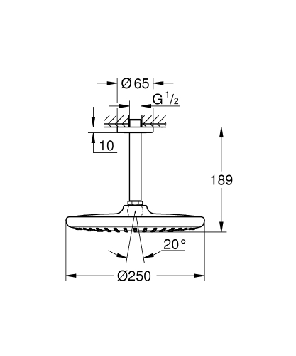 Grohe Tempesta 250 Tepe Duşu Set 142 mm, Tek Akışlı Mat Siyah - 266692430 - Thumbnail