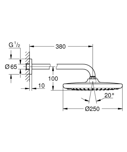 Grohe Tempesta 250 Tepe Duşu Seti 380 mm Mat Siyah - 266682430 - Thumbnail