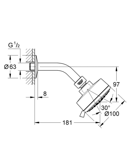 Grohe Tempesta Cosmopolitan 100 Tepe Duşu 4 Akışlı 27869001 - Thumbnail