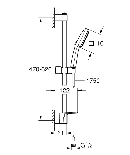 Grohe Tempesta Cube 110 Duş Seti 3 Akışlı Rain,Jet,Massage - 27576003 - Thumbnail