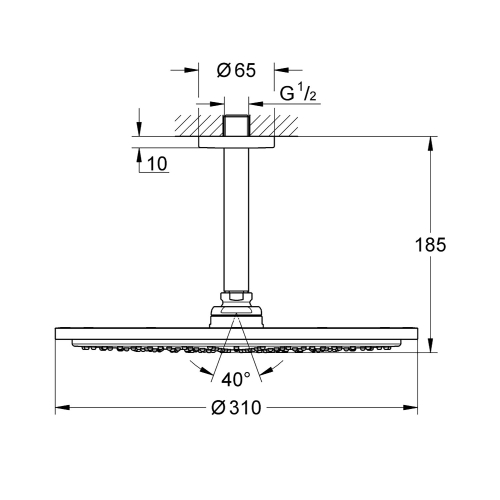 Grohe Tepe Duşu 31 cm + Tav. İniş 14 cm Super Steel - 26067DC0 - Thumbnail