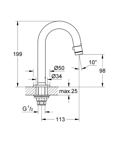 Grohe Lavabo Bataryası Tezgahtan Tek Akımlı Krom -20201000 - Thumbnail