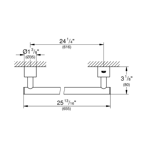 Grohe Uzun Havluluk 66 cm Atrio Krom - 40309003 - Thumbnail