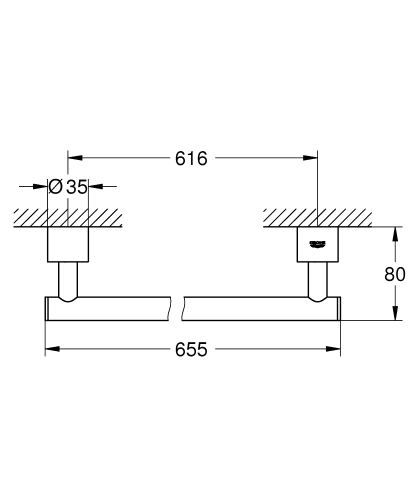 Grohe Uzun Havluluk Atrio 66 cm Brushed Hard Graphite - 40309AL3 - Thumbnail