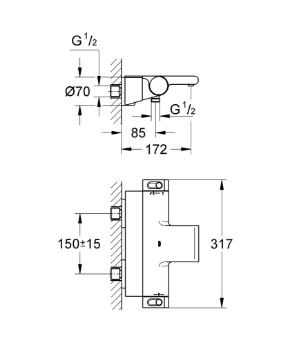 Grohtherm 2000 New Termostatik Banyo Bataryası - 34464001 - Thumbnail