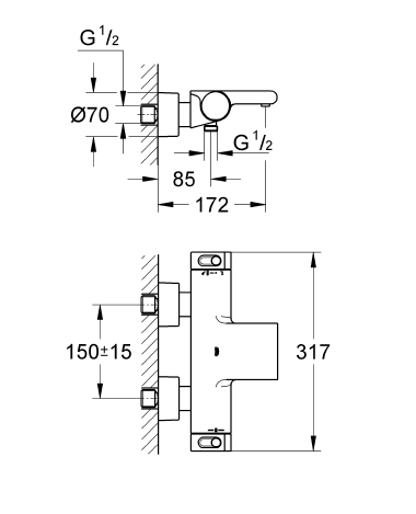 Grohe Grohtherm 2000 NEW Termostatik Banyo Bataryası - 34174001 - Thumbnail