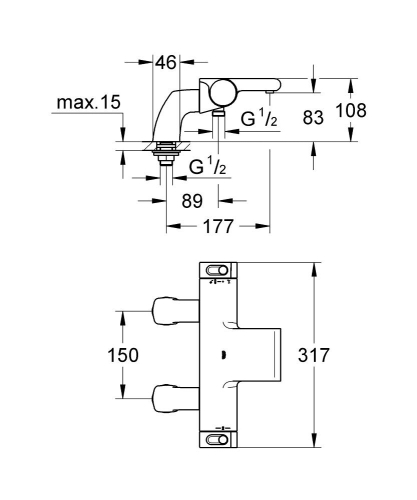 Grohtherm 2000 NEW Termostatik Küvet Bataryası - 34176001 - Thumbnail