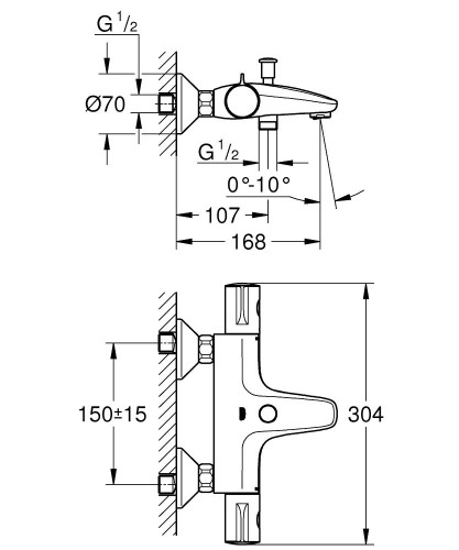 Grohe Grohtherm 800 Termostatik Banyo Bataryası - 34576000 - Thumbnail