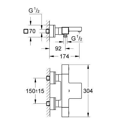 Grohe Grohtherm Cube Termostatik Banyo Bataryası - 34497000 - Thumbnail