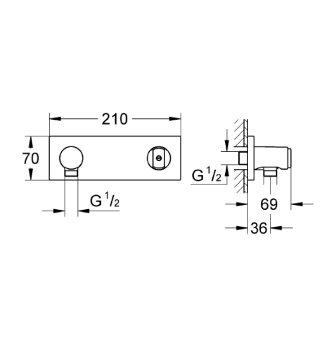 Grohe Grohtherm F Duvar Üstü Duş Askısı Ve Duş Çıkış Dirseği Seti - 27621000 - Thumbnail