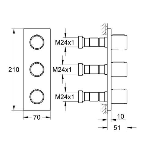 Grohe Grohtherm F Üç Noktadan Akış Kontrollü Kumanda - 27625000 - Thumbnail