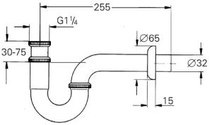 Grohe Lavabo Sifon altı esi 255 mm - 28947000 - Thumbnail