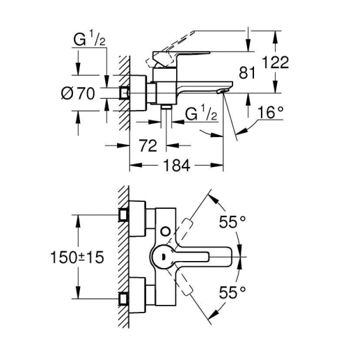 Grohe Lineare Tek Kumandalı Banyo Bataryası - 33849001 - Thumbnail