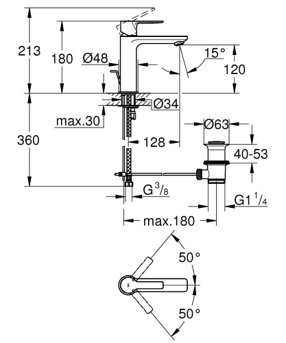 Grohe Lavabo Bataryası Lineare S-Boyut Krom Super Steel - 32114DC1 - Thumbnail