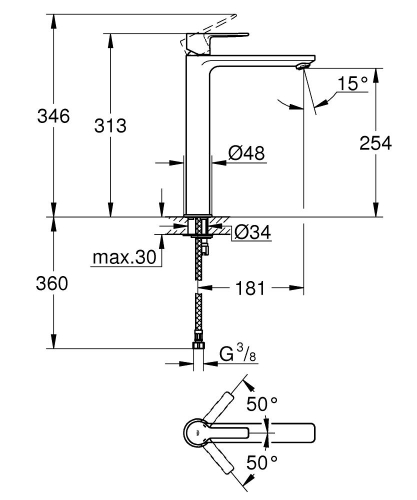 Grohe Lavabo Bataryası Lineare Tek Kumandalı Super Steel - 23405DC1 - Thumbnail