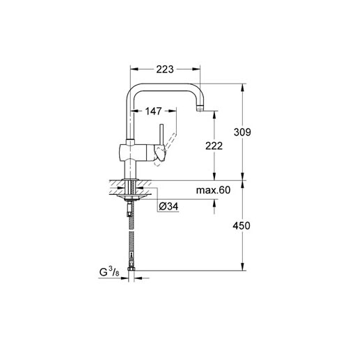 Grohe Eviye Bataryası Döner Borulu Minta Krom - 32488000 - Thumbnail