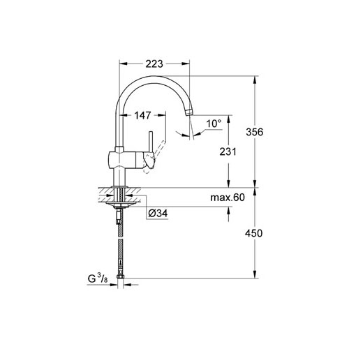 Grohe Eviye Bataryası Döner Borulu Minta Krom - 32917000 - Thumbnail