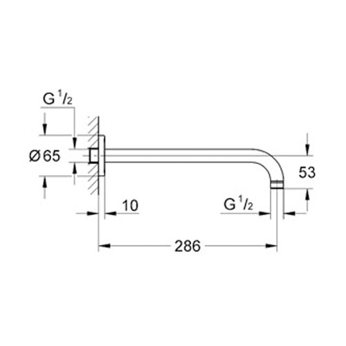 Grohe Rainshower® Tepe Duşu Dirseği Duvardan 286 mm - 28576000 - Thumbnail