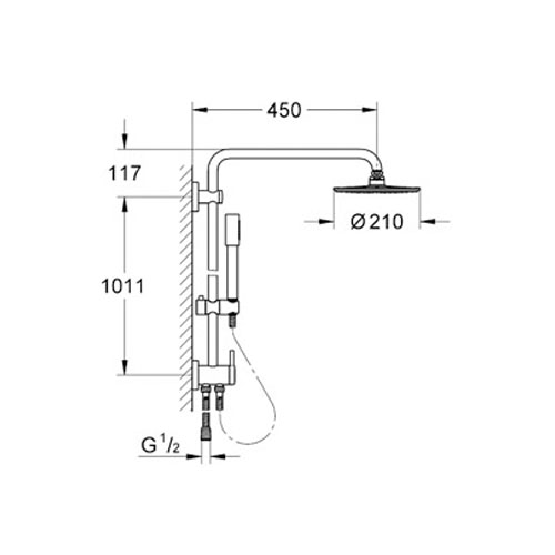 Grohe Rainshower® Duvara Monte Yöndeğiştiricili Duş Sistemi - 27058000 - Thumbnail