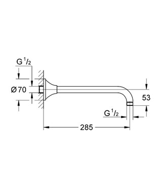 Grohe Tepe Duşu Dirseği 285 mm Grandera Krom - 27986000 - Thumbnail