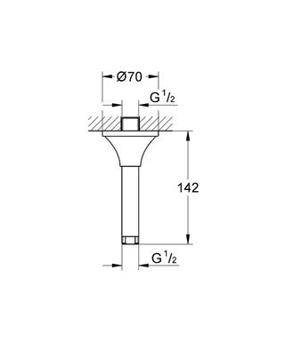 Grohe Tepe Duşu Tavan Borusu 142 mm Grandera Krom - 27978000 - Thumbnail