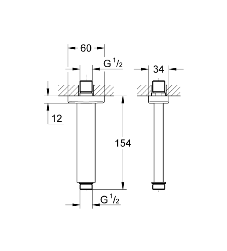 Grohe Rainshower® Tavan İniş Borusu 154 mm - 27711000 - Thumbnail